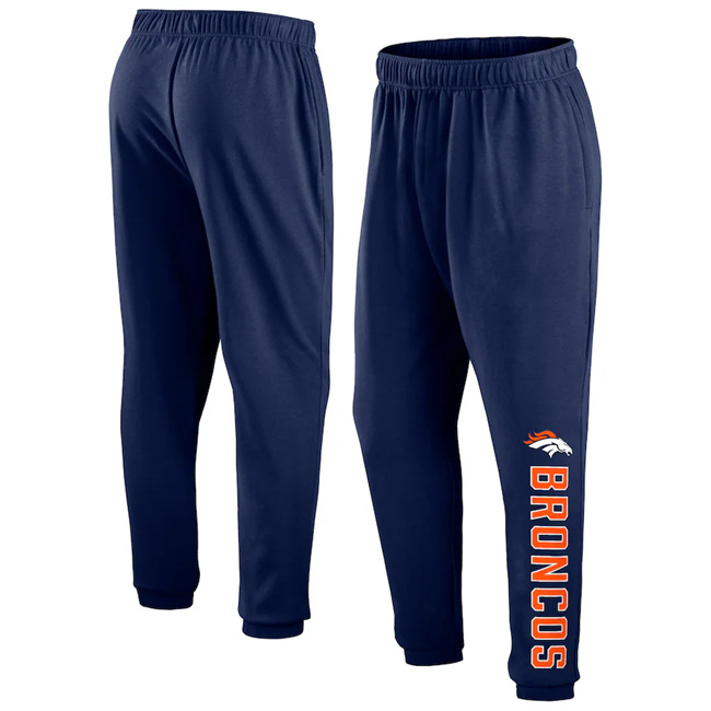 Men's Denver Broncos Navy Chop Block Fleece Sweatpants Men's Denver Broncos Navy Chop Block Fleece Sweatpants